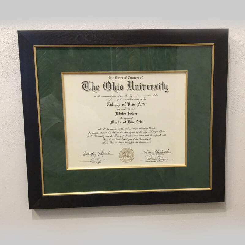 Framed Ohio diploma