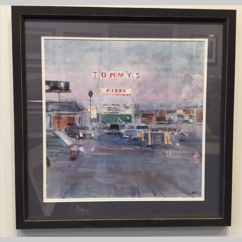 Tommy's Pizza Restaurant painting in frame
